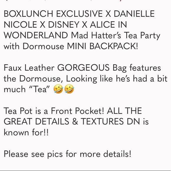 DANIELLE NICOLE LOUNGEFLY DISNEY ALICE IN WONDERLAND MINI BACKPACK CARDHOLDER +! - Picture 8 of 15